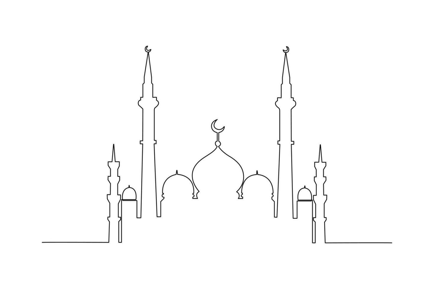 Célibataire une ligne dessin magnifique mosquée pour les musulmans. islamique Nouveau année concept. continu ligne dessin illustration vecteur