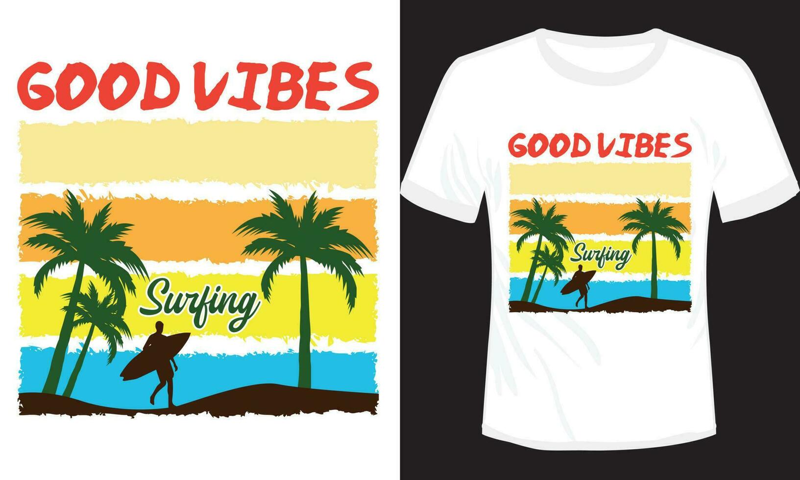 Bonne vibes surf t-shirt desing vector illustration