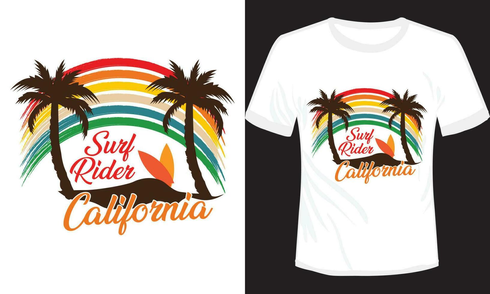 le surf cavalier Californie T-shirt conception vecteur illustration