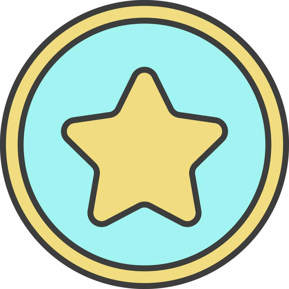 isolé étoile bouton icône dans turquoise et Jaune couleur. vecteur