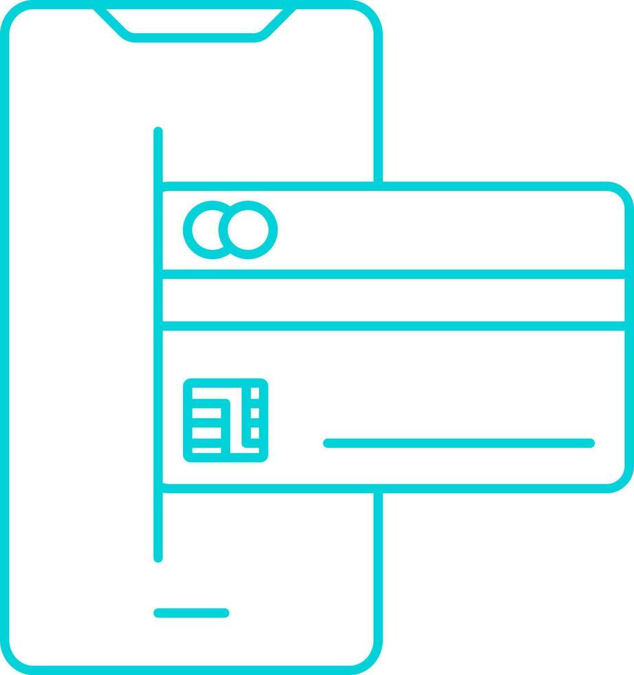 en ligne mobile Paiement avec carte turquoise direct icône. vecteur