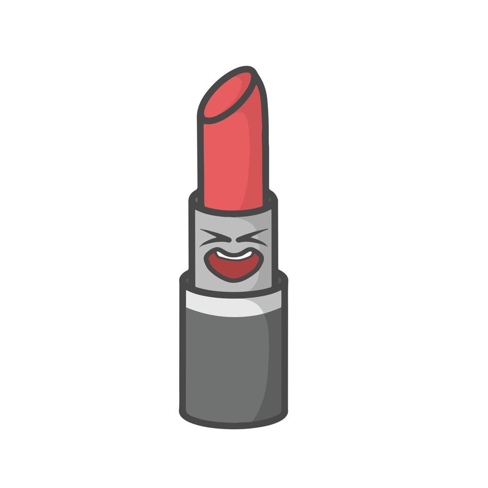 illustration de conception de modèle de vecteur de dessin animé plat caractère rouge à lèvres mignon