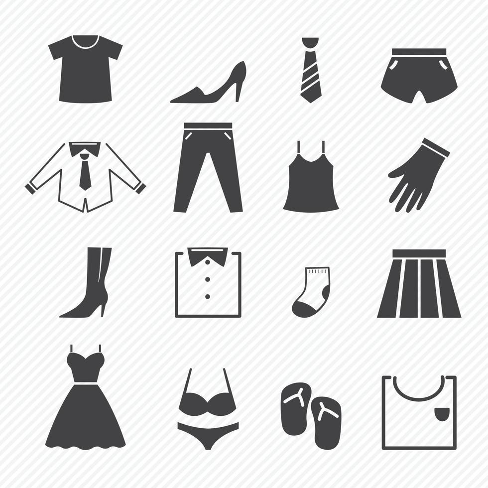 icônes de vêtements mis en illustration vecteur