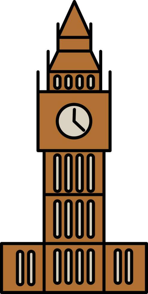 l'horloge la tour icône dans marron couleur. vecteur