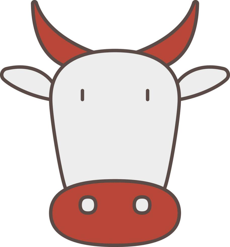 vache ou bœuf visage icône dans marron et blanc couleur. vecteur