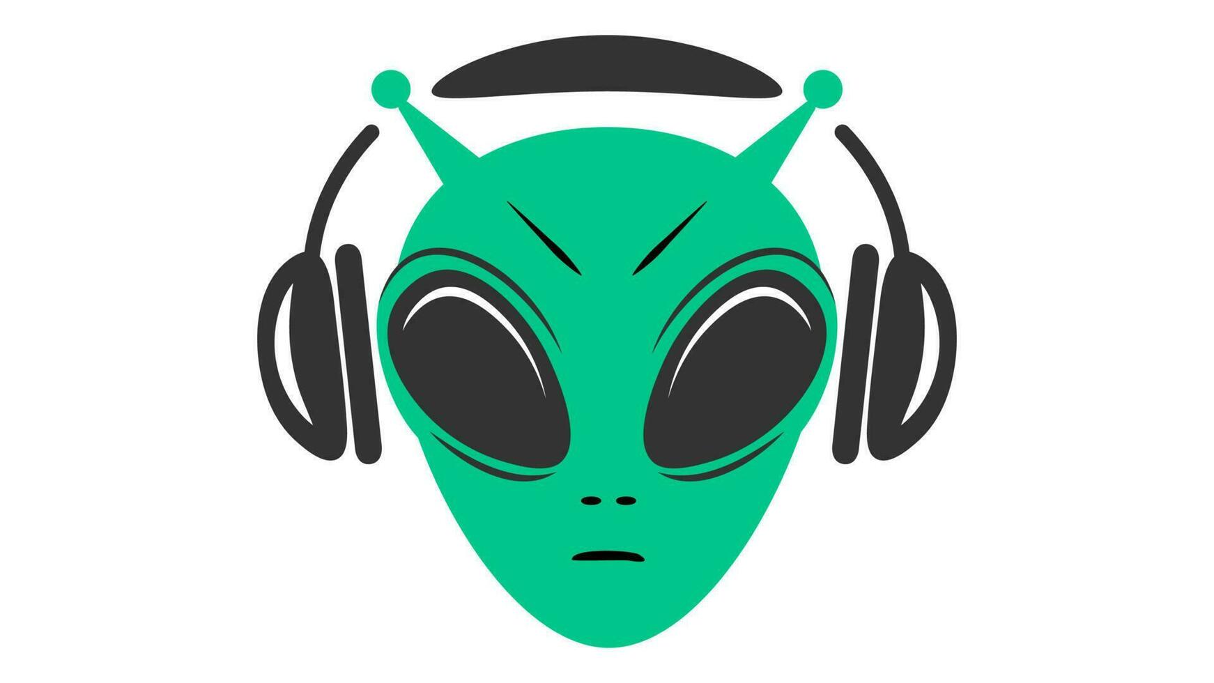 tête extraterrestre avec un casque dj vecteur