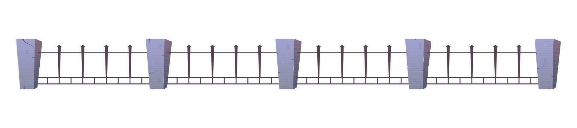 acier clôture avec béton des postes dans dessin animé style vecteur