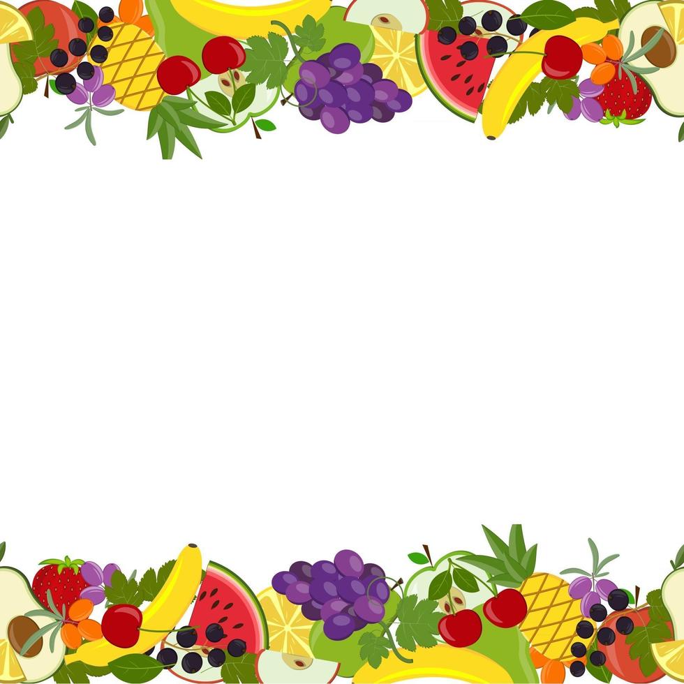 bordure de cadre d'été en fruits exotiques vecteur