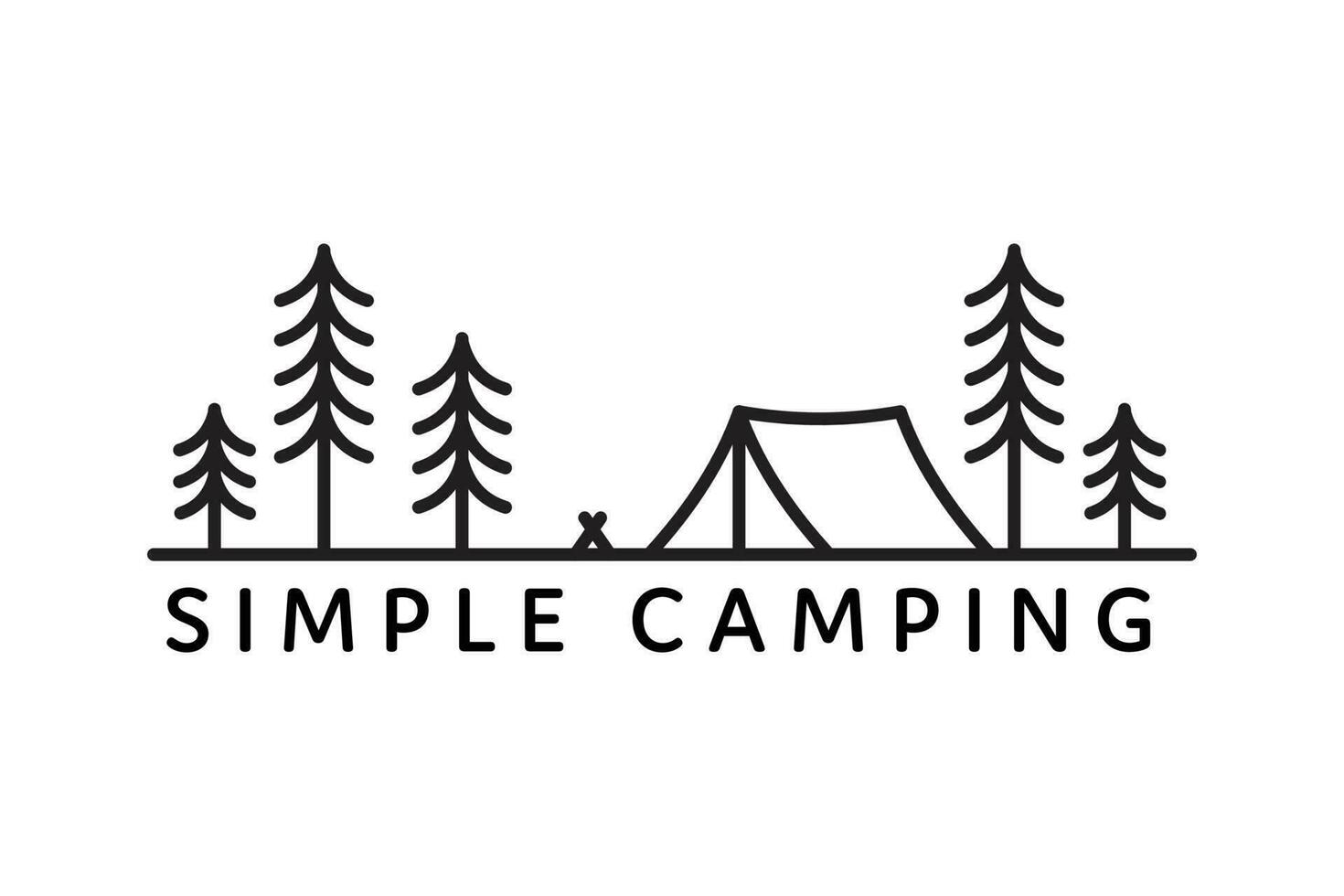 camping logo Facile ligne art conception sauvage la nature aventure vecteur illustration