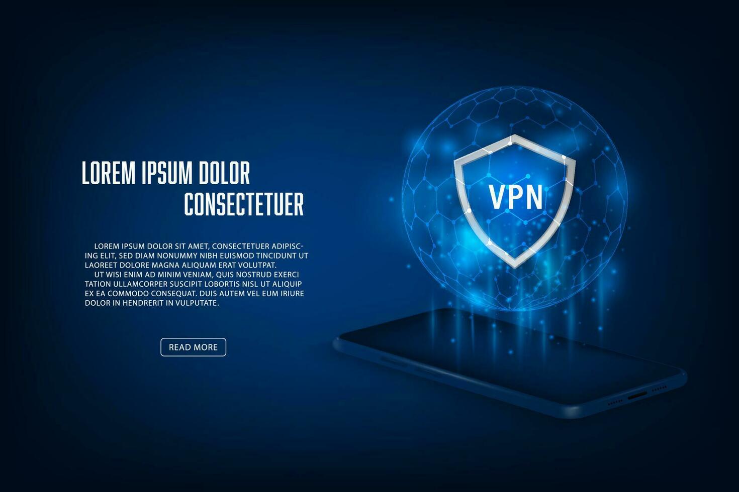 vecteur global réseau vpn lien concept. Sécurité l'Internet connexion, vpn réseau application sur mobile téléphone.