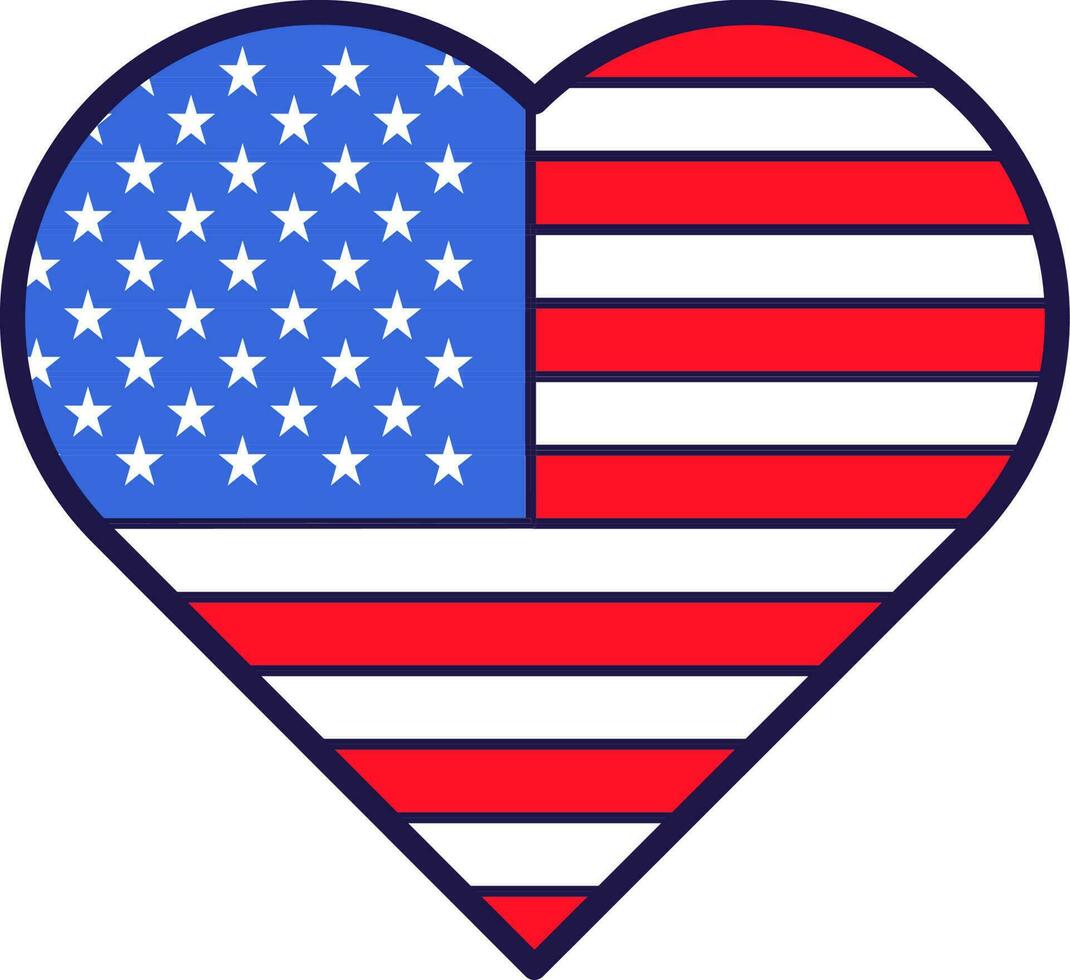 américain drapeau de fête patriote cœur vecteur