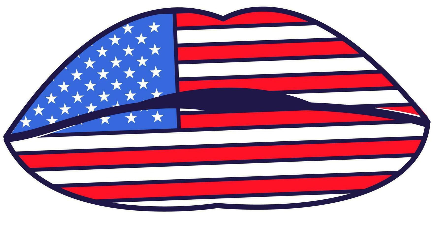 américain drapeau de fête fille lèvres vecteur