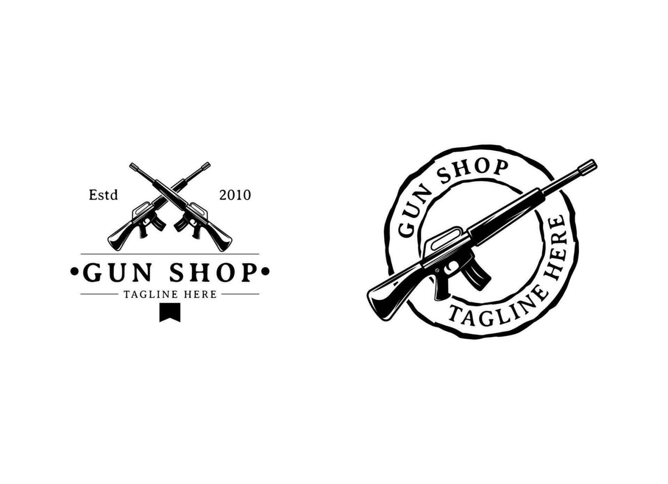 Créatif pistolet logo conception. pistolet logo modèle prêt à utiliser. pistolet vecteur