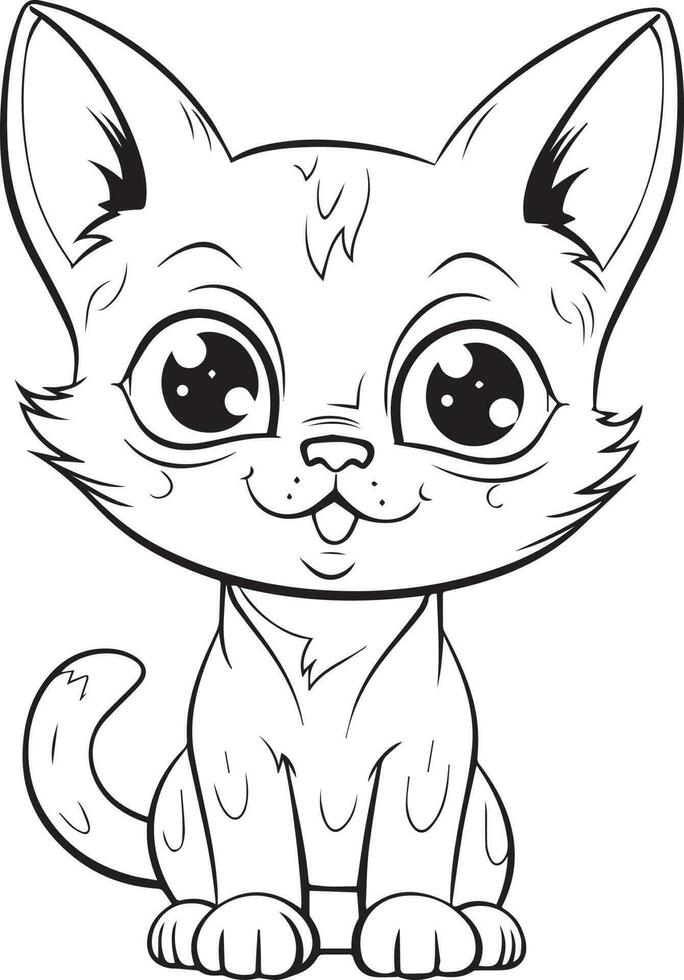 mignonne dessin animé chat vecteur illustration, chat coloration page pour des gamins et adultes. impression conception, T-shirt conception, tatouage conception, mural art, chat mascotte