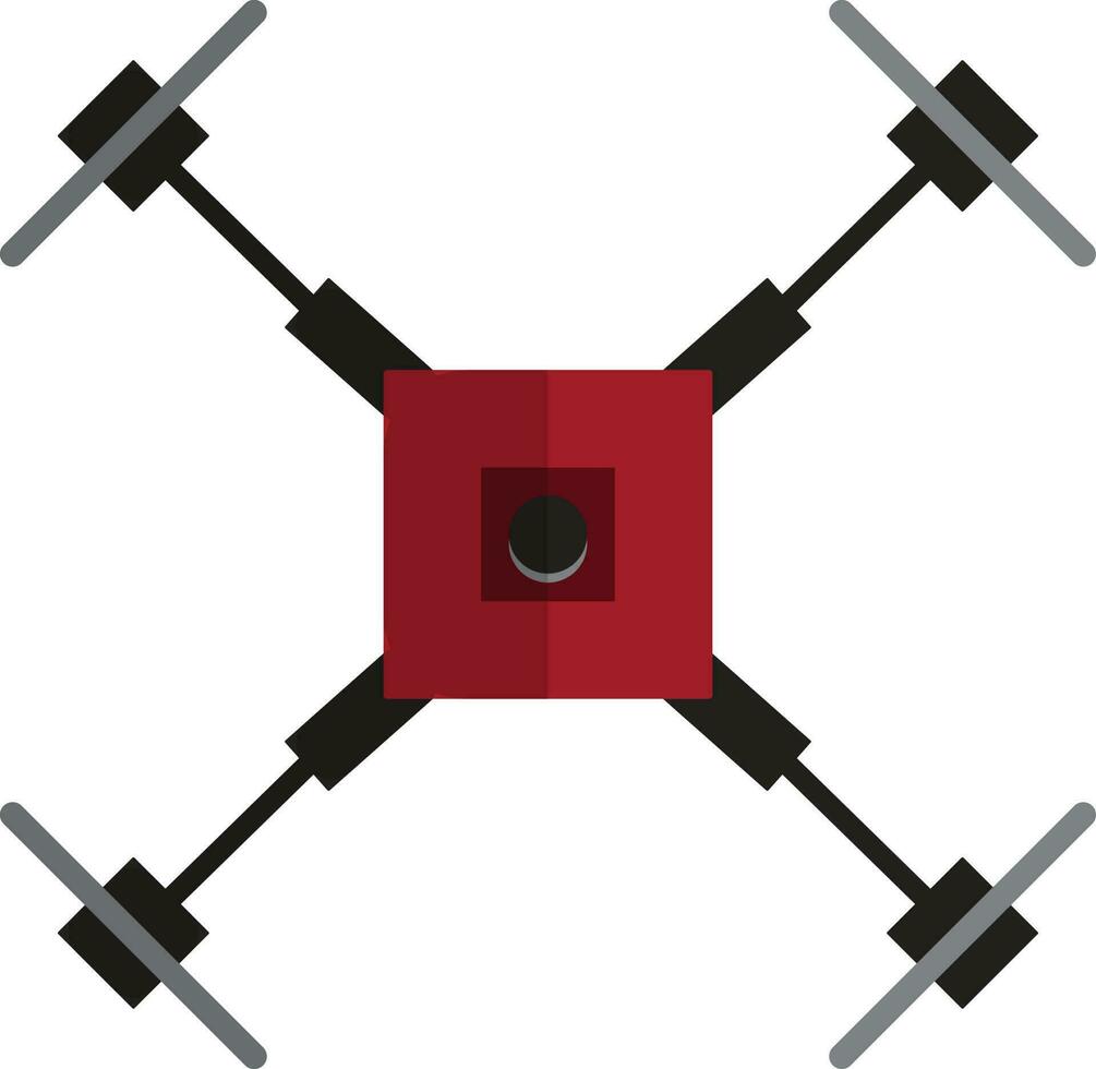 noir et rouge drone caméra sur blanc Contexte. vecteur
