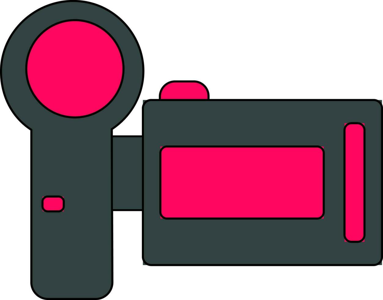 noir et rose pratique caméra dans plat style. vecteur