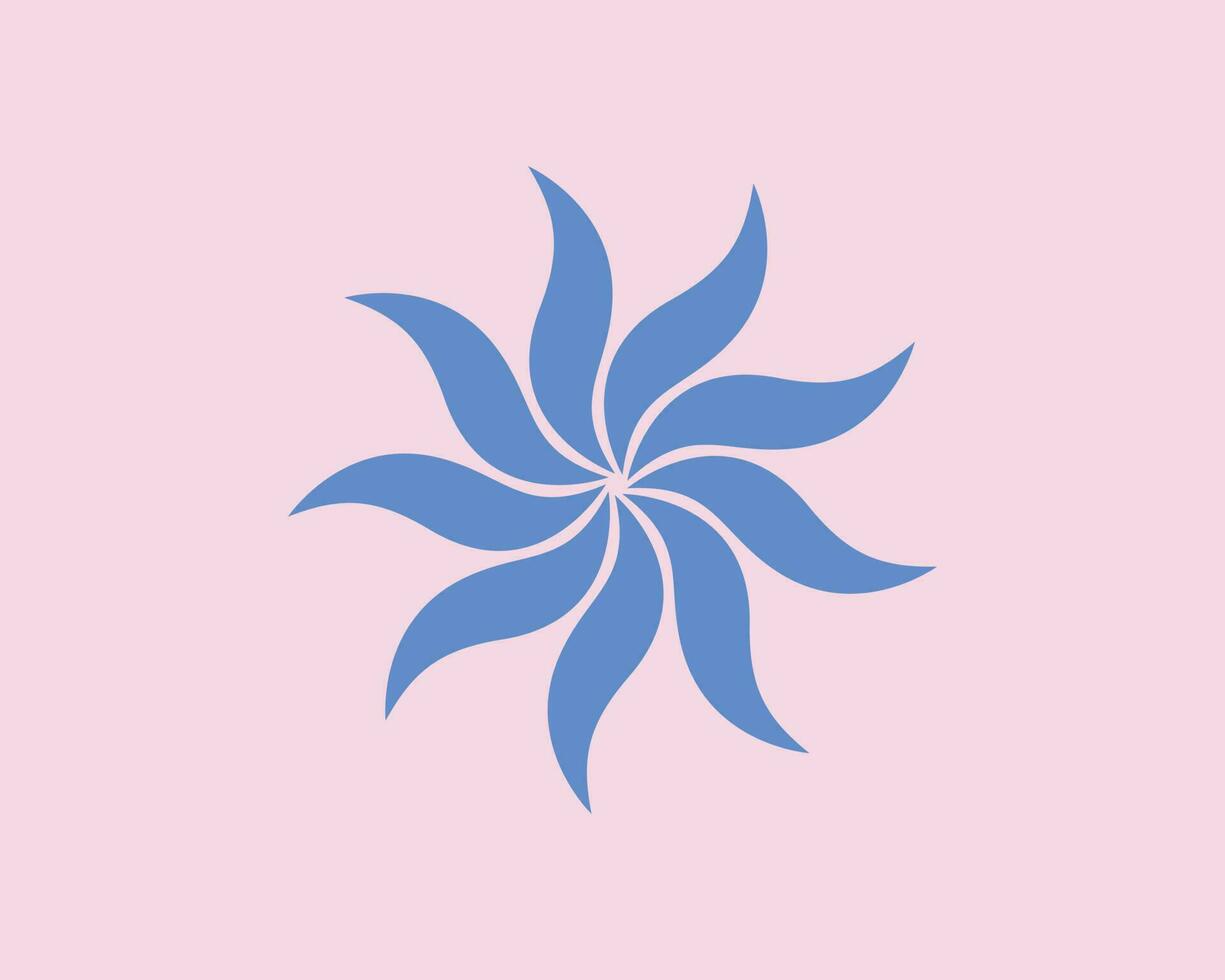 fleur logo avec bleu Couleur vecteur