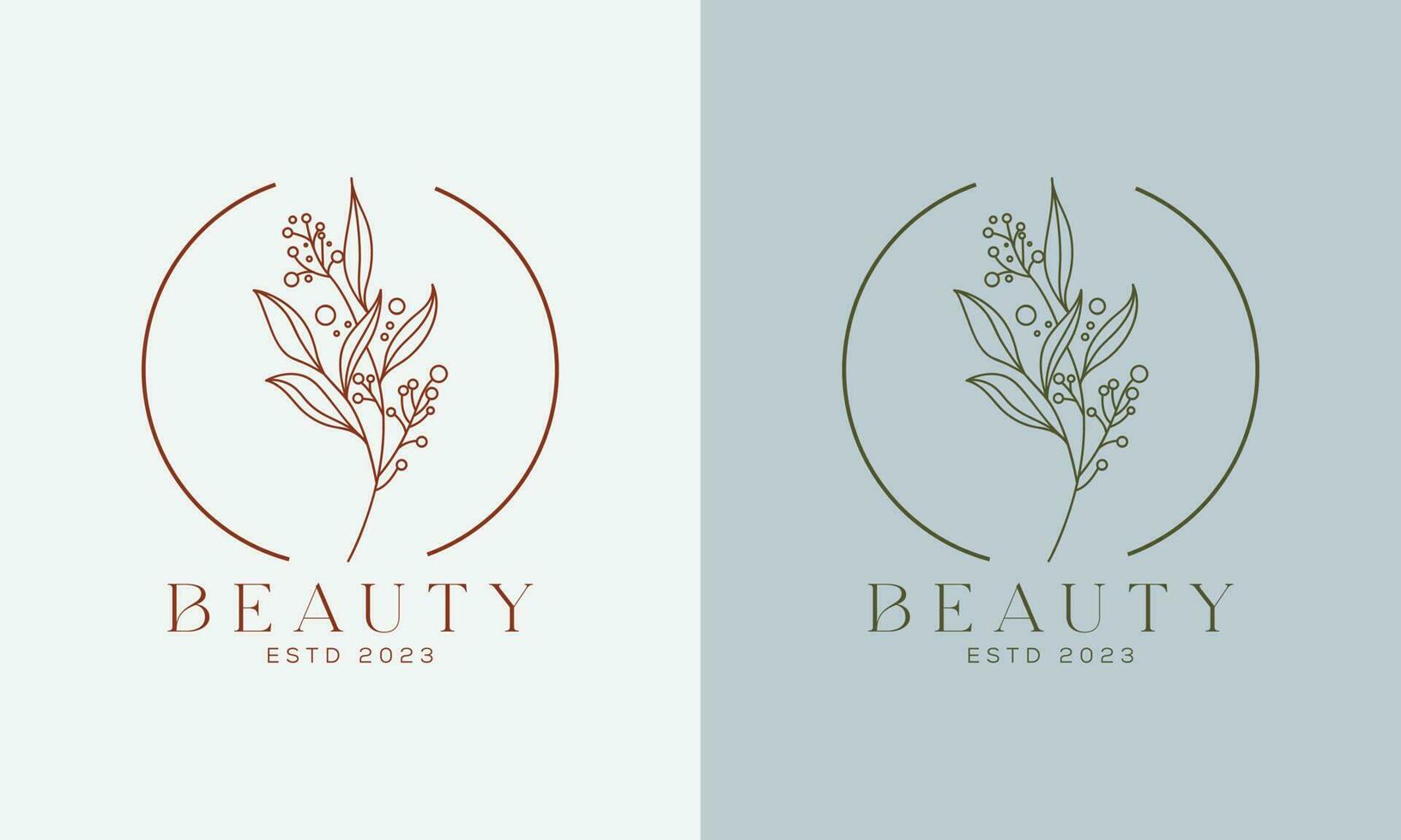 logo dessiné à la main d'élément floral botanique avec fleur et feuilles sauvages. logo pour spa et salon de beauté, boutique, magasin bio, mariage, designer floral, intérieur, photographie, cosmétique. vecteur