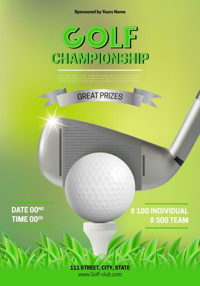 le golf club concept affiche carte invitation. vecteur