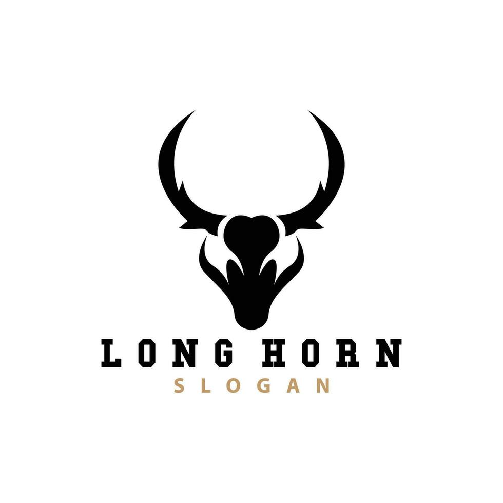 longue klaxon logo, bétail taureau animal vecteur, rétro ancien conception, silhouette icône, modèle marque vecteur