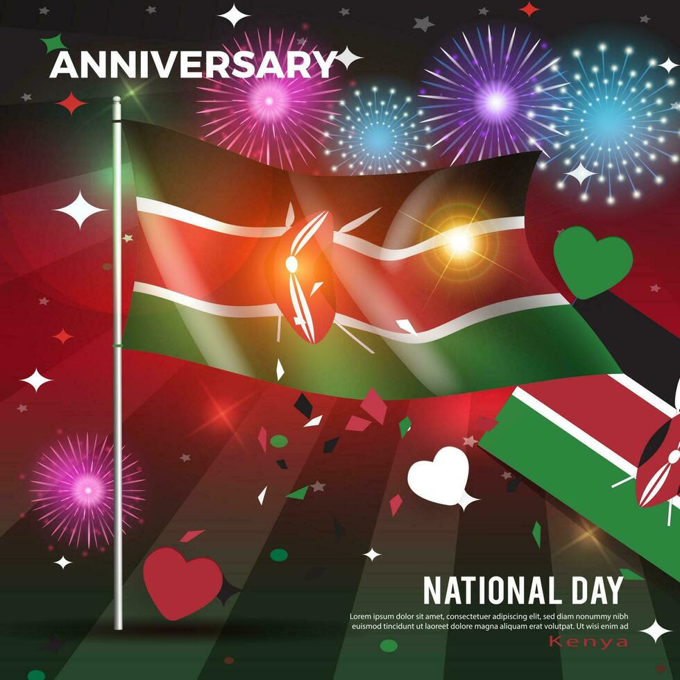 content nationale journée Kenya. drapeau Contexte. pour bannières, salutation cartes et affiches vecteur
