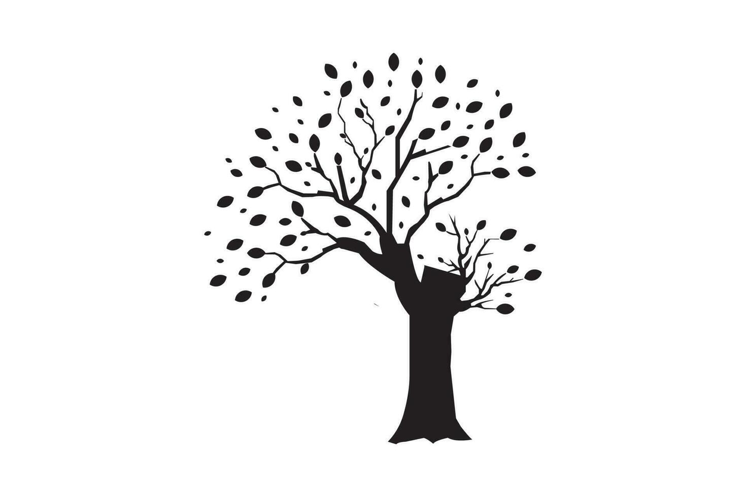 arbre silhouette illustration isolé sur blanc Contexte vecteur