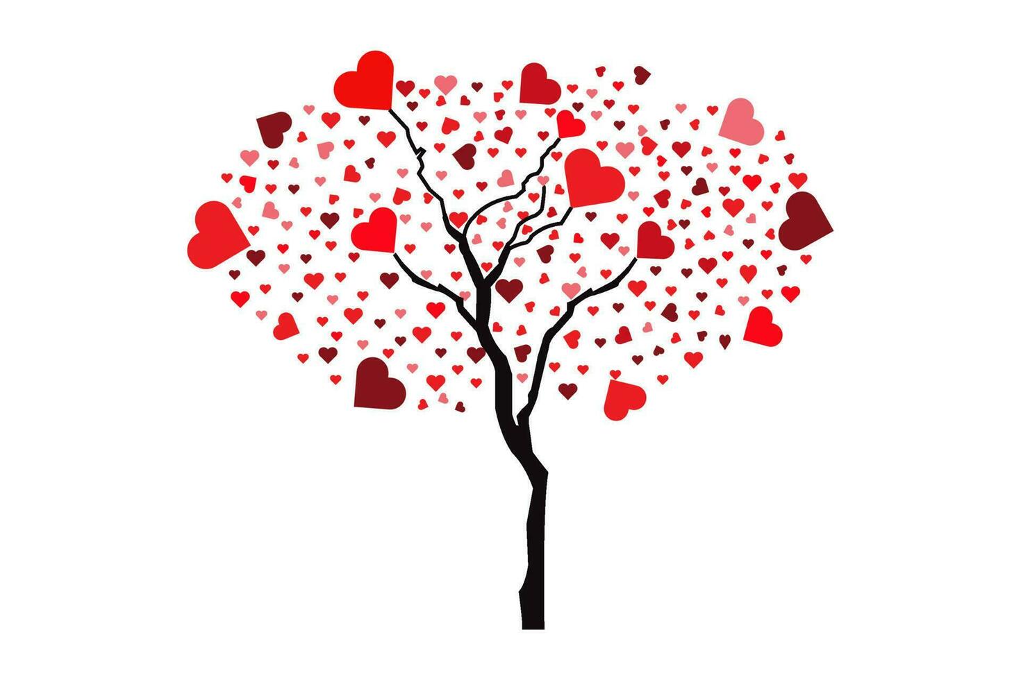 illustration de l'amour arbre avec cœur feuilles vecteur