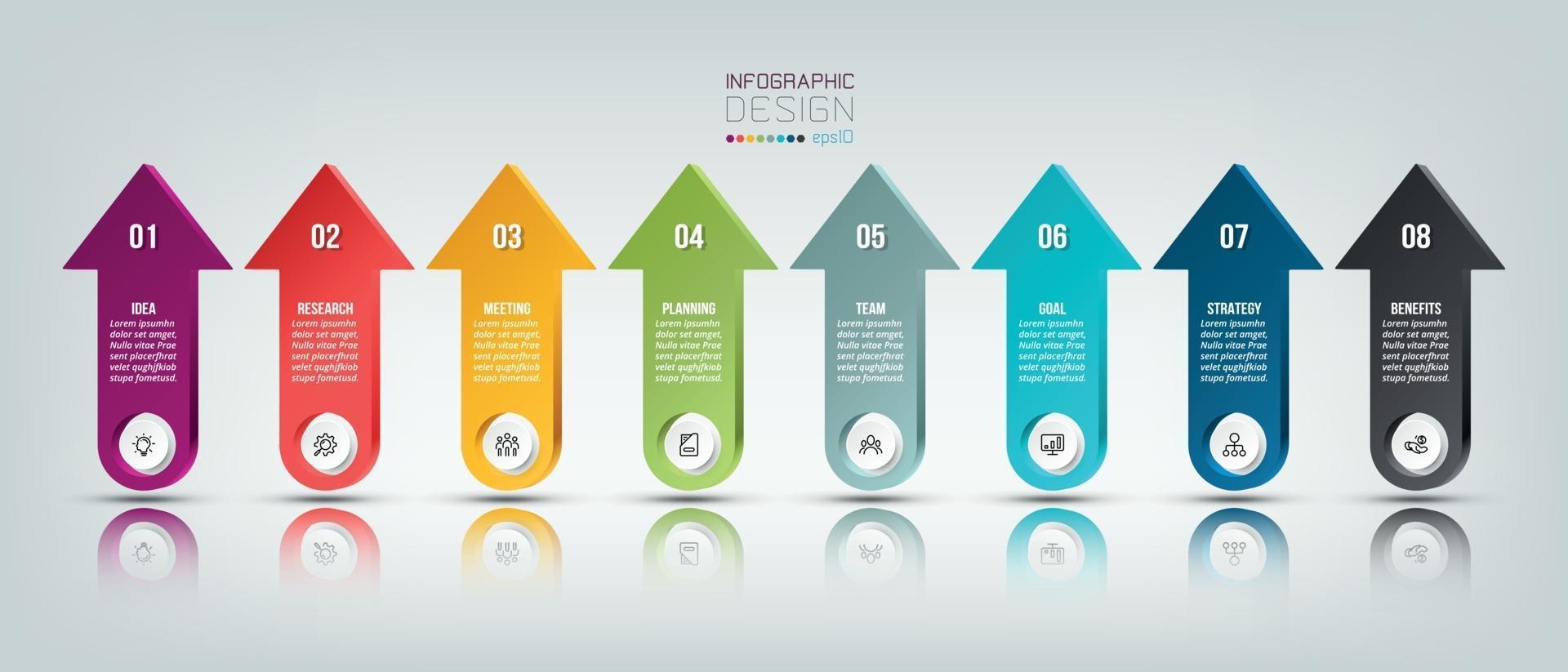 modèle d & # 39; entreprise infographique avec conception en 8 étapes ou en option vecteur