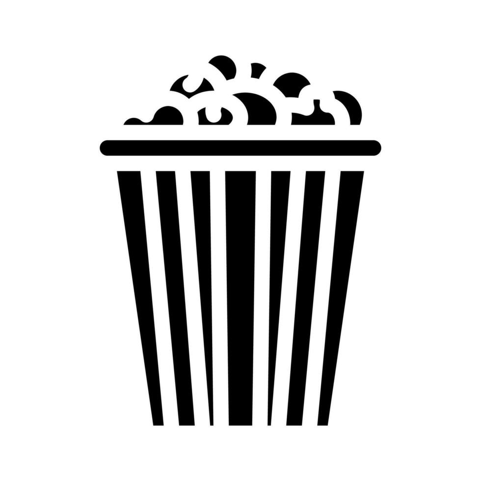 seau pop corn nourriture casse-croûte glyphe icône vecteur illustration