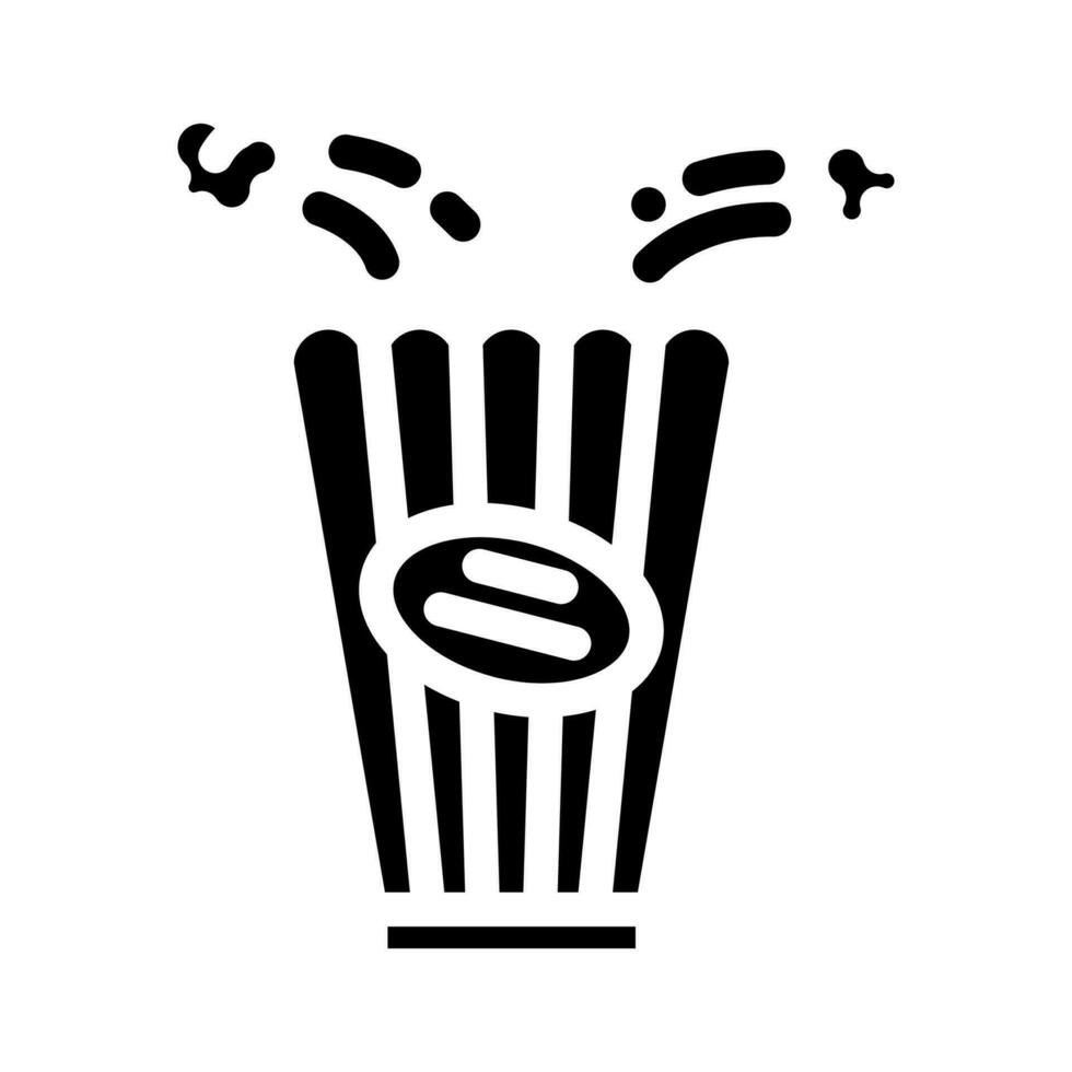 seau pop corn rouge blanc glyphe icône vecteur illustration