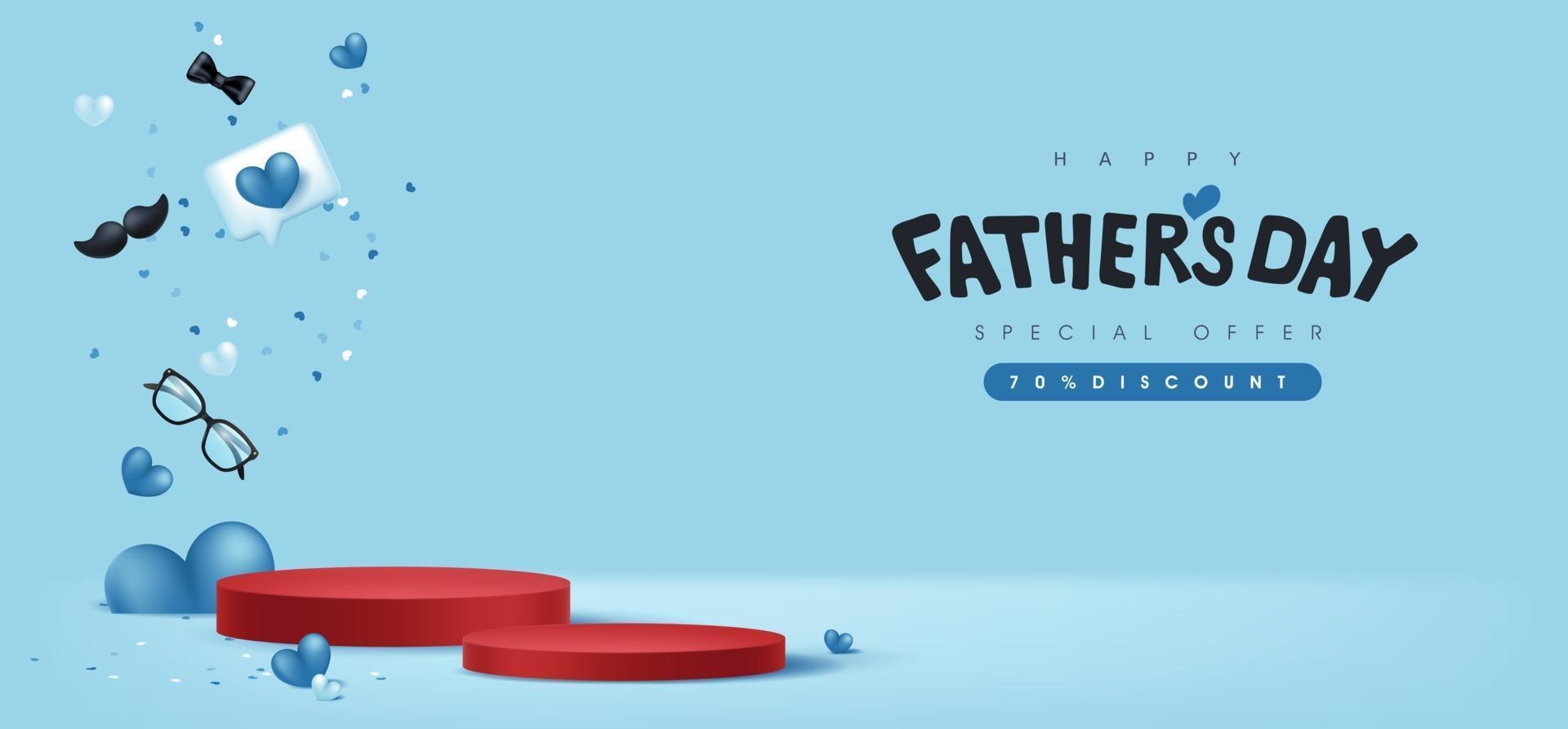 carte de fête des pères avec boîte-cadeau pour papa sur fond bleu vecteur