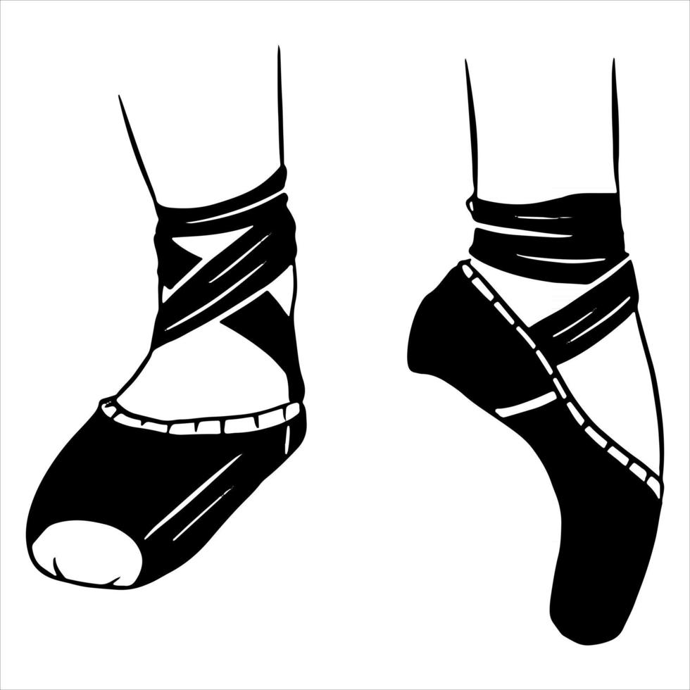 style de bande dessinée de chaussures de pointe de ballet vecteur