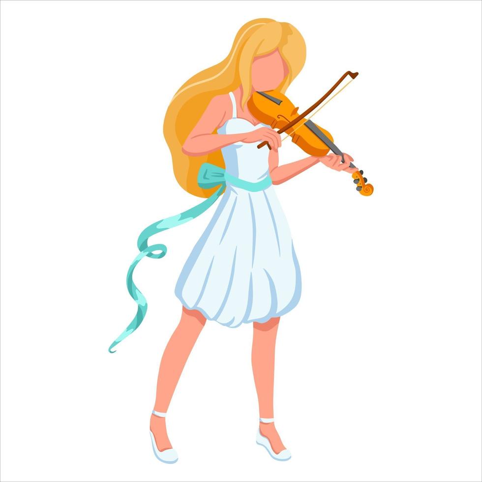violoniste fille jouant de la musique style cartoon vecteur