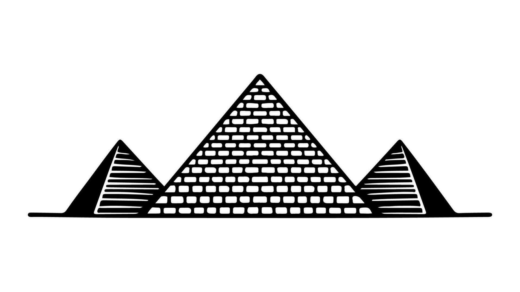 pyramide ancien bâtiment noir et blanc vecteur illustration simple.