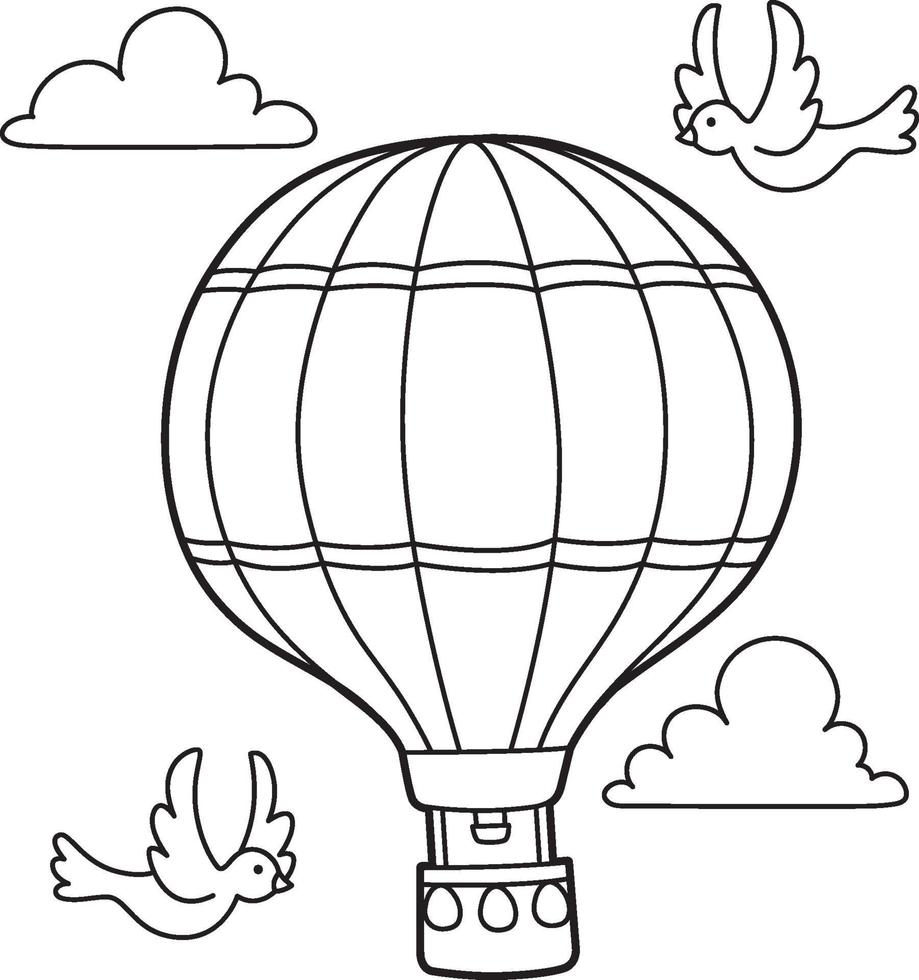 Coloriage pour enfants ballon à air chaud vecteur