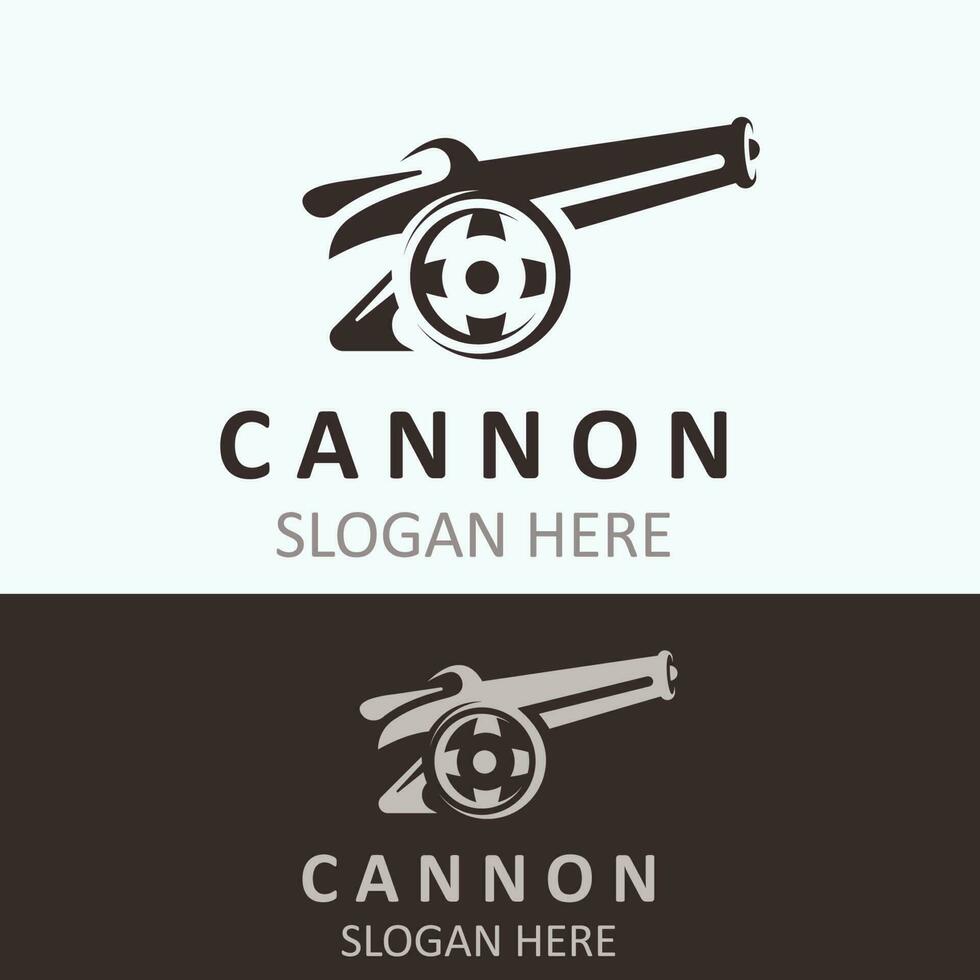 canon artillerie logo ancien image conception. boulet de canon militaire logo concept vecteur