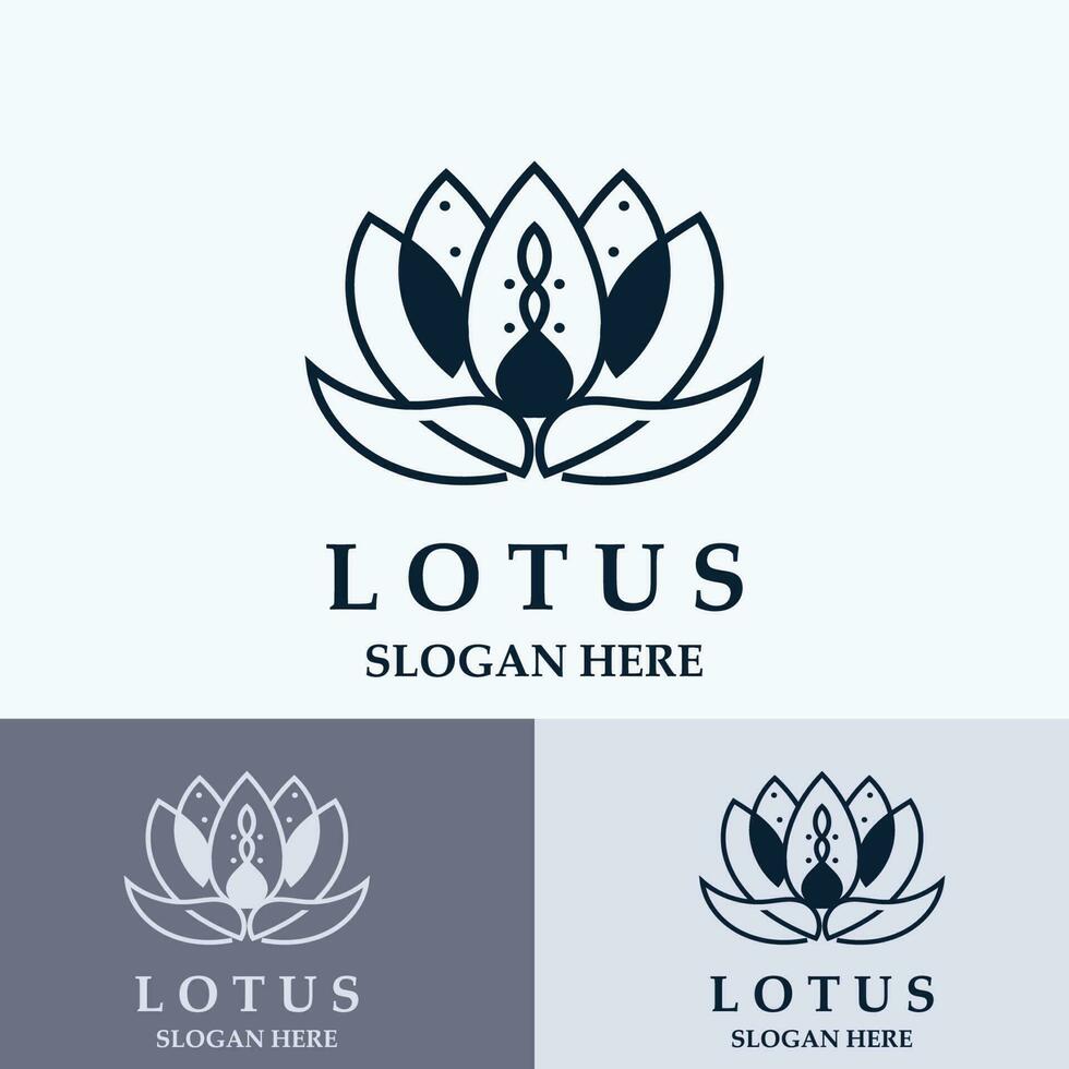 floral lotus ligne art beauté Facile et moderne logo modèle vecteur élément