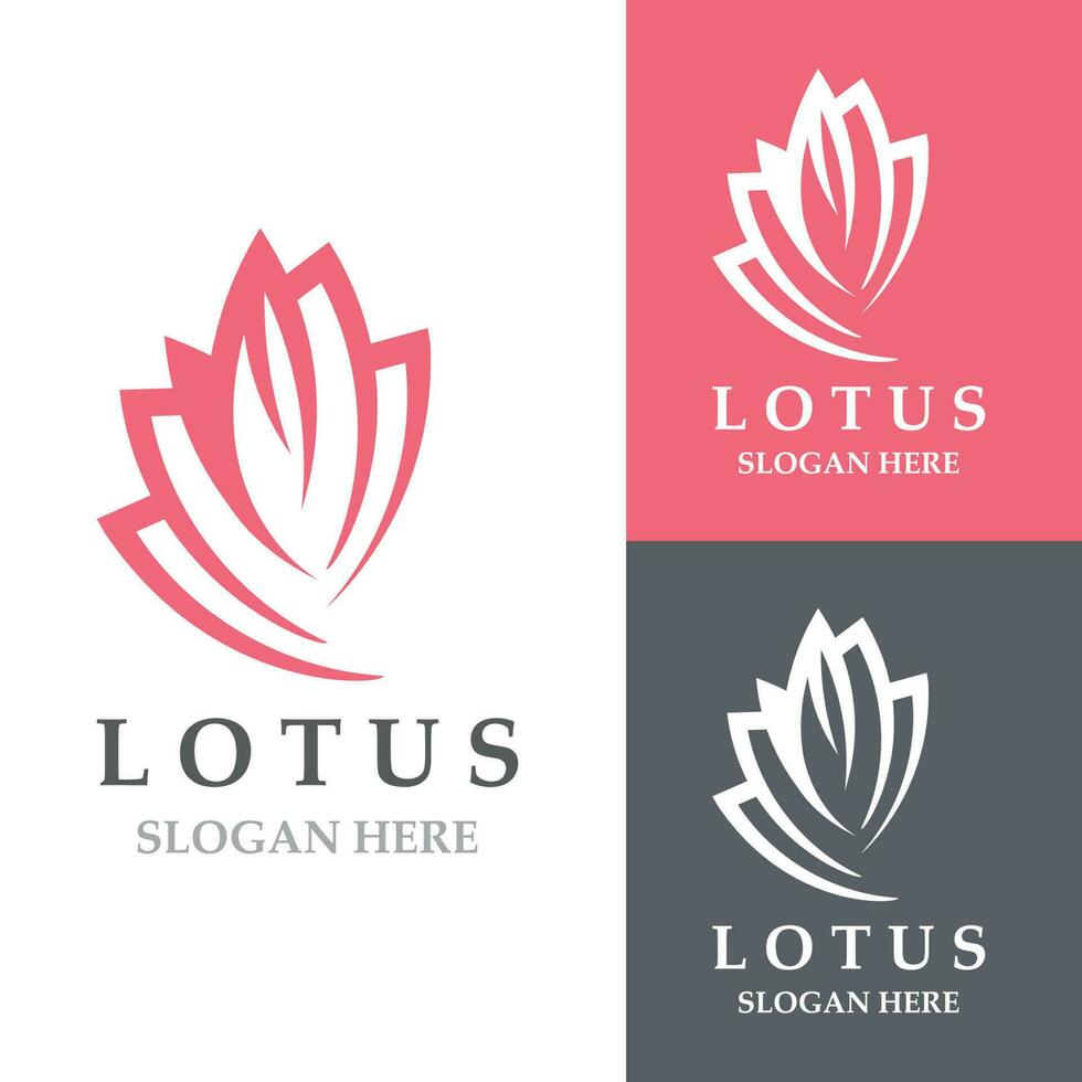 floral lotus ligne art beauté Facile et moderne logo modèle vecteur élément