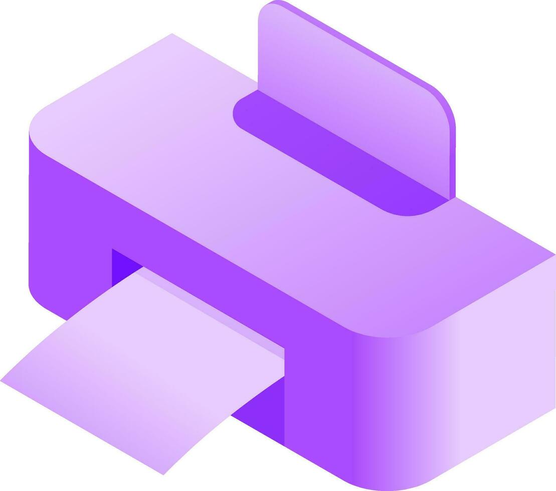 isométrique icône de violet imprimante. vecteur