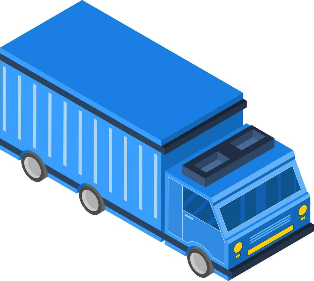 3d isométrique icône de livraison un camion dans bleu couleur. vecteur