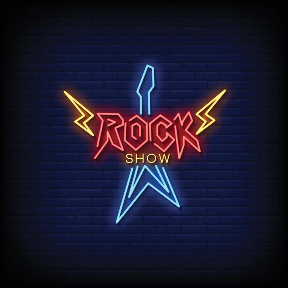 rock show logo enseignes au néon style texte vecteur