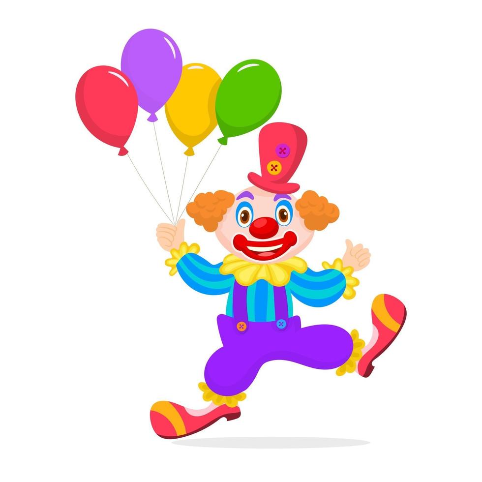 un clown drôle avec des ballons colorés vecteur