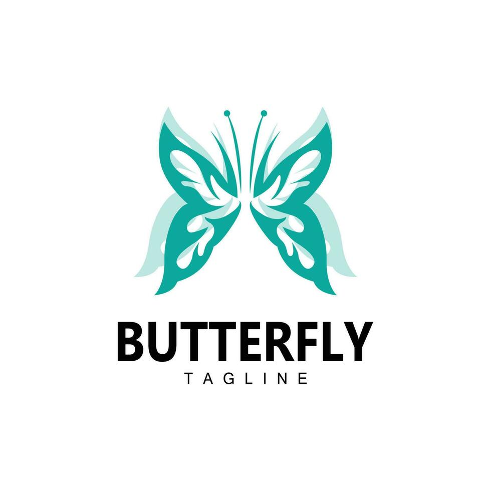 logo papillon, design animalier avec de belles ailes, animaux décoratifs, marques de produits vecteur