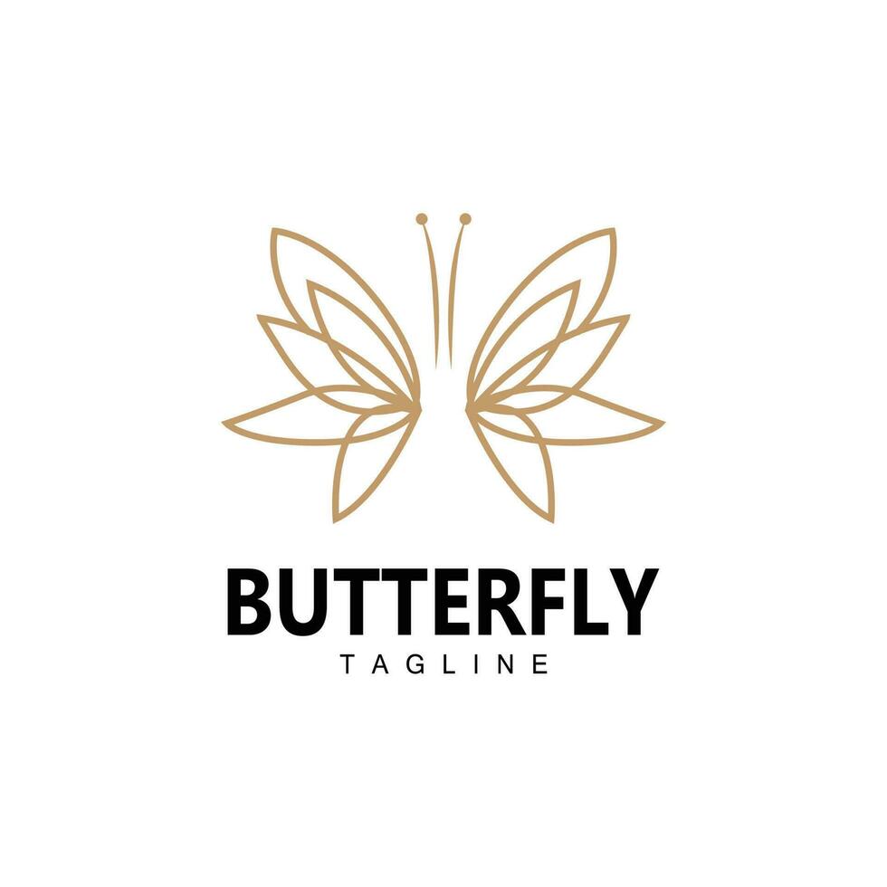 logo papillon, design animalier avec de belles ailes, animaux décoratifs, marques de produits vecteur