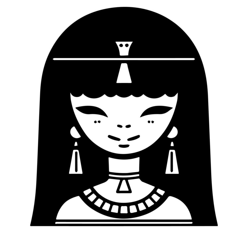 Cléopâtre le reine de ancien Egypte, icône vecteur, mignonne dessin animé. vecteur