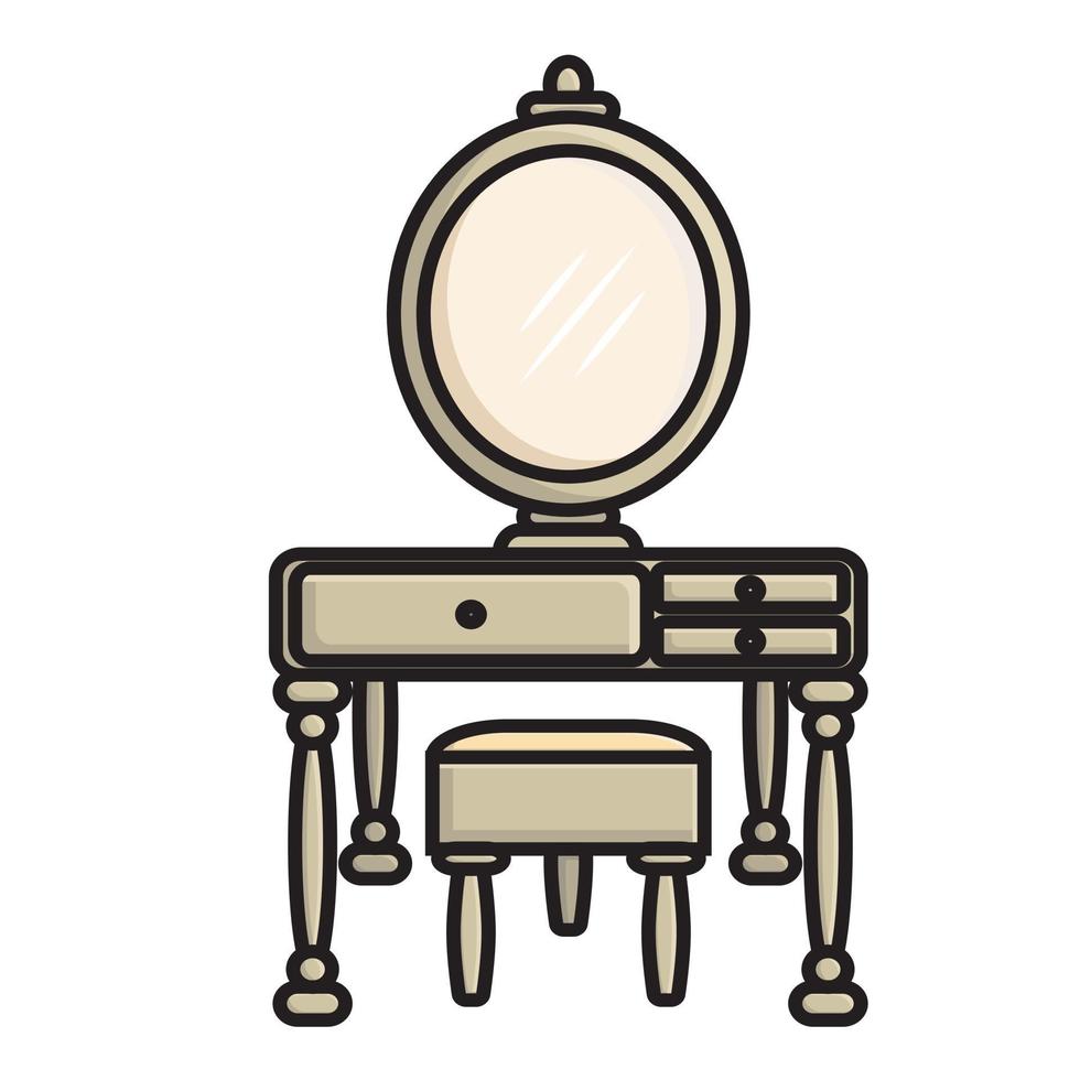 coiffeuse avec miroir dans une illustration de style classique vecteur