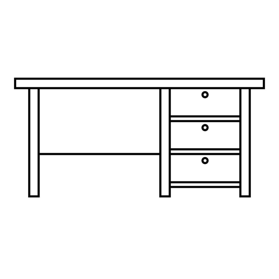 Bureau table détail icône dans ligne style. Bureau table icône sur blanc Contexte vecteur