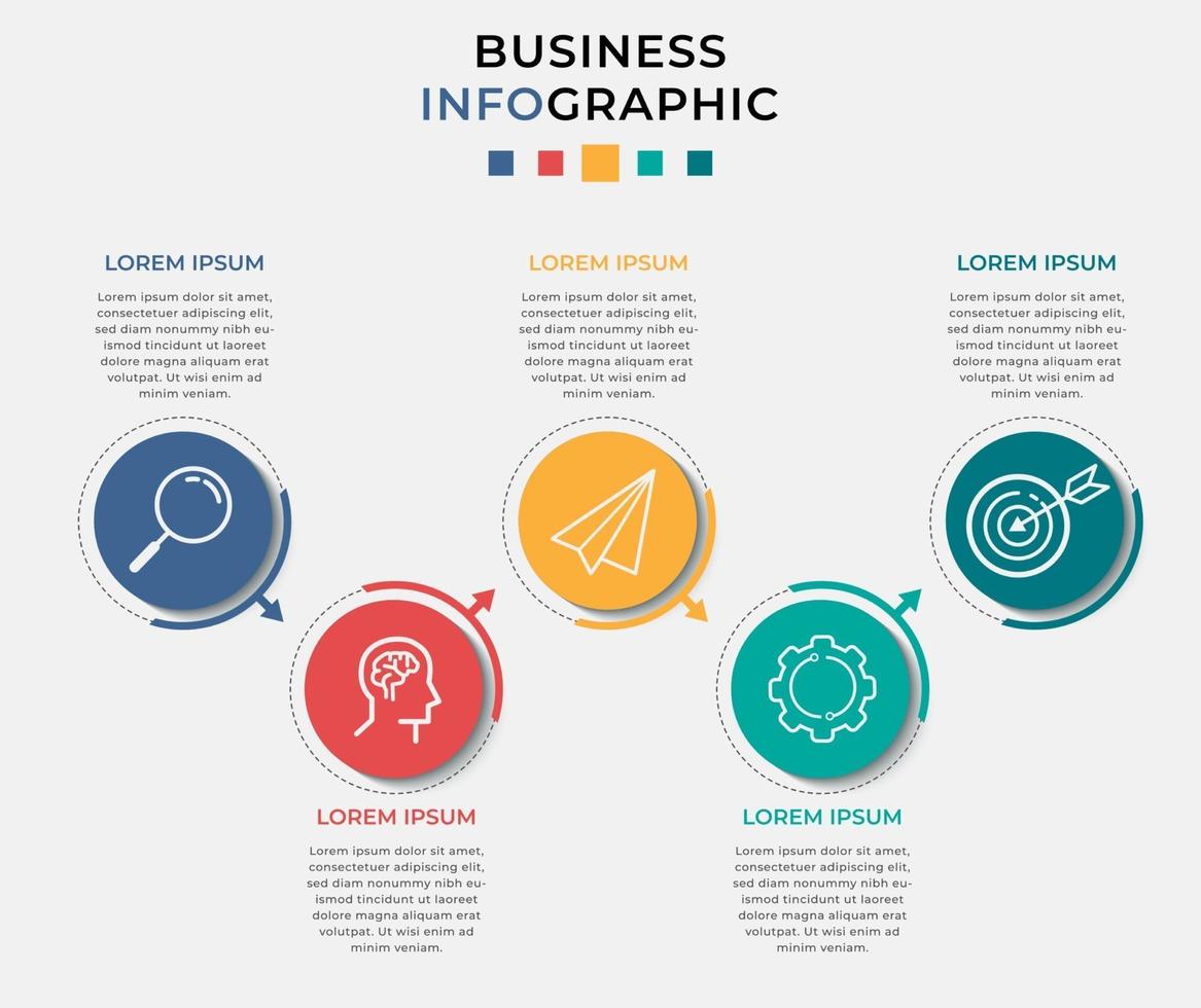 modèle d & # 39; entreprise de conception infographique vectorielle avec des icônes et 5 options ou étapes vecteur