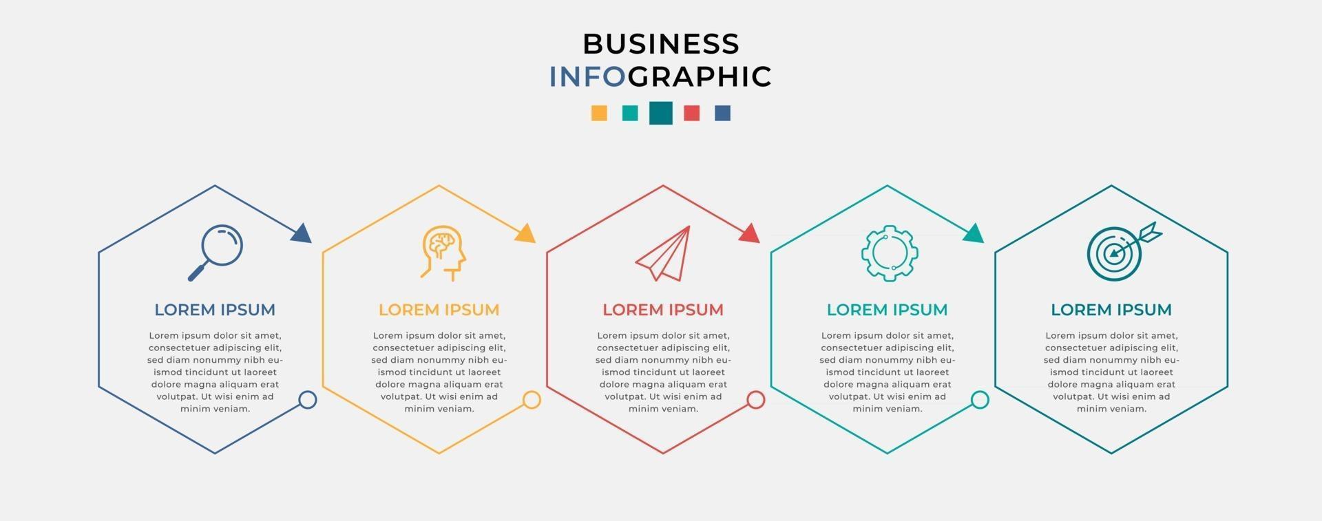 modèle d & # 39; entreprise de conception infographique vectorielle avec des icônes et 5 options ou étapes vecteur