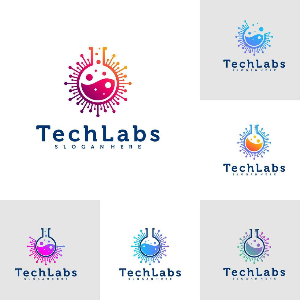 ensemble de technologie laboratoire logo modèle, Créatif laboratoire logo conception vecteur, technologie logo concepts vecteur